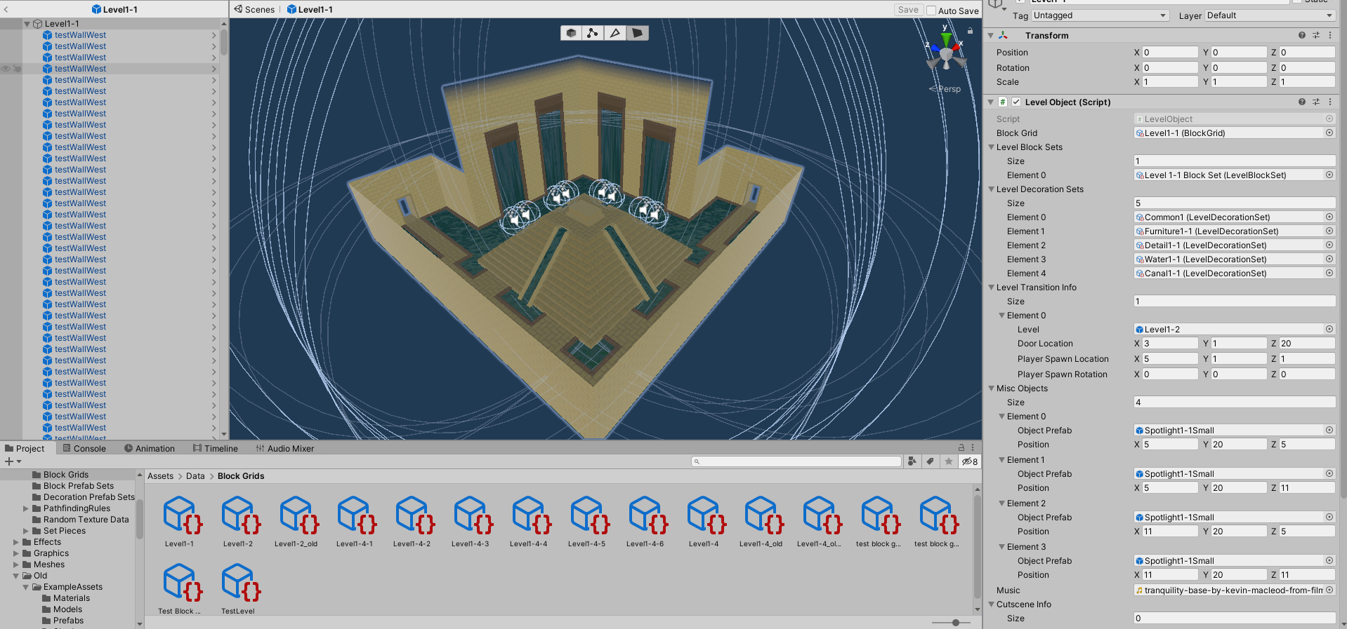 A screenshot of Kindled's level editor in Unity